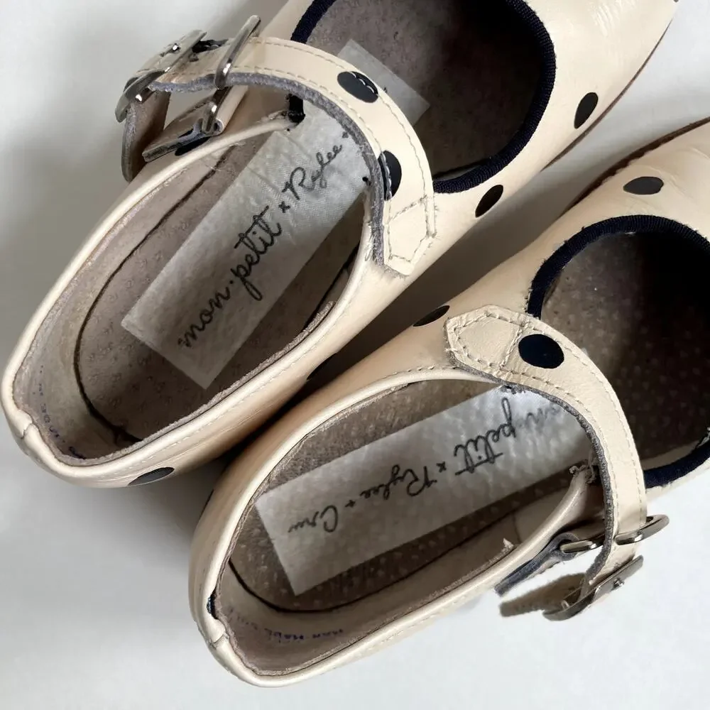 Mon Petit Shoes x Rylee Cru Polka Dot Mary Janes - Cream Black - 10